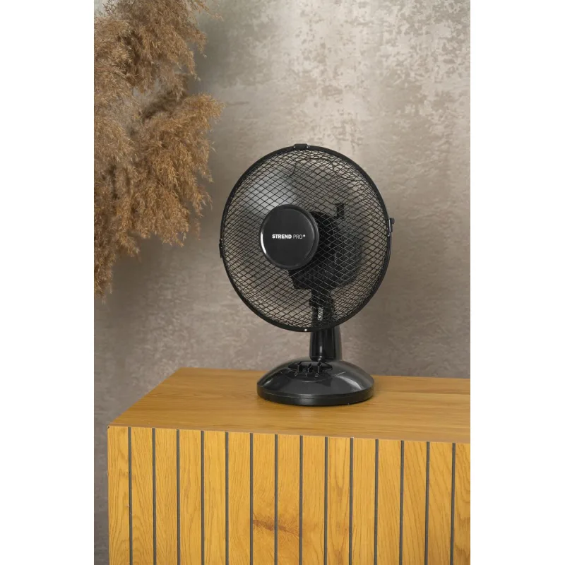 Ventilátor Strend Pro, stolový, čierny, 23 cm, 25 W