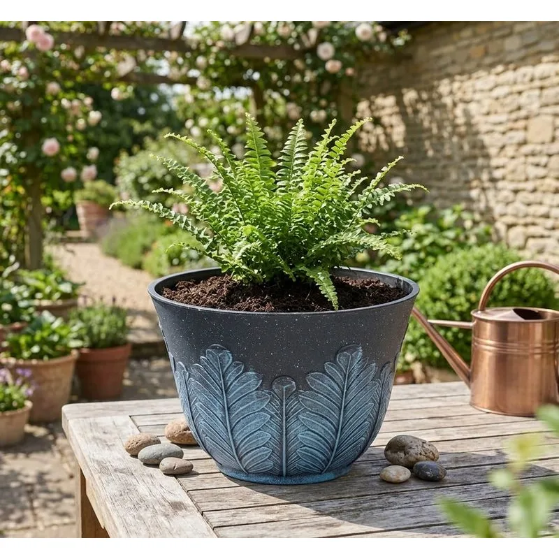 Šedo-modrý kvetináč Strend Pro Flower, 30x19 cm