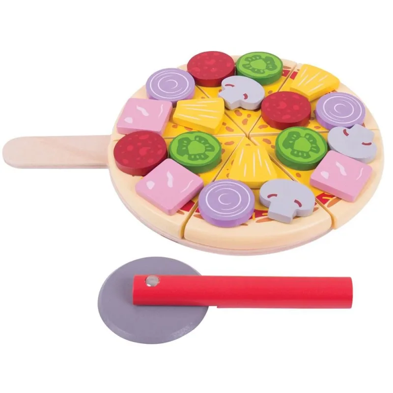Bigjigs Toys Drevená pizza na krájanie