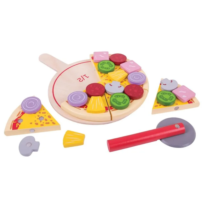 Bigjigs Toys Drevená pizza na krájanie