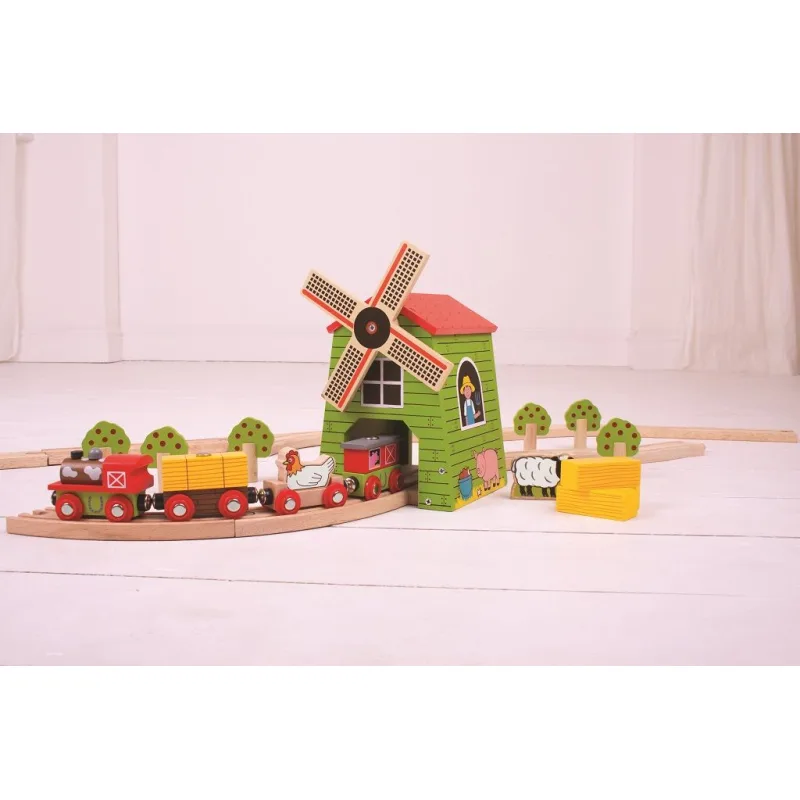 Bigjigs Rail Drevené vláčiky - Veterný mlyn