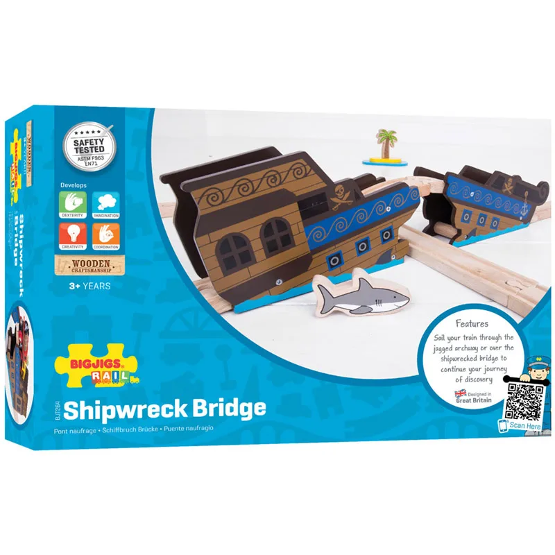 Bigjigs Rail Drevené vláčiky - Most vrak lode