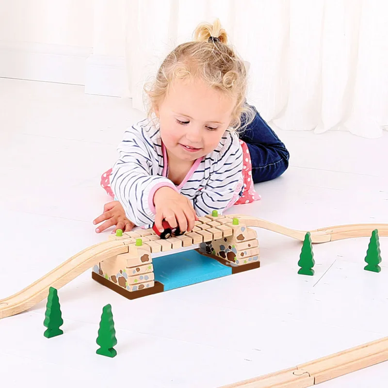 Bigjigs Rail Drevené vláčiky - Hojdací most cez rieku