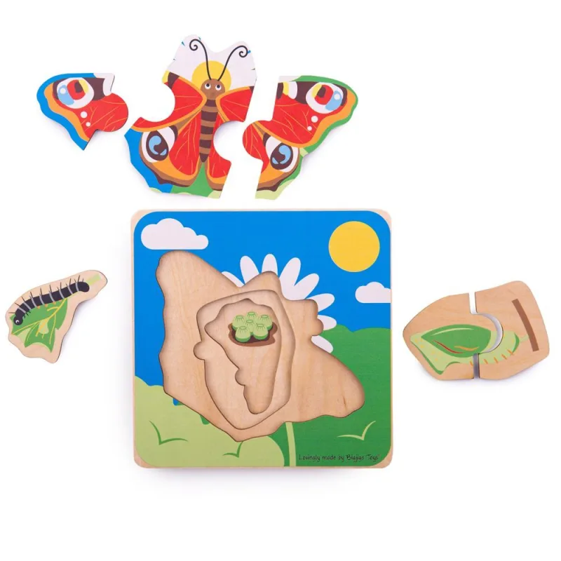 Bigjigs Toys Vkladacie puzzle Životný cyklus motýľa