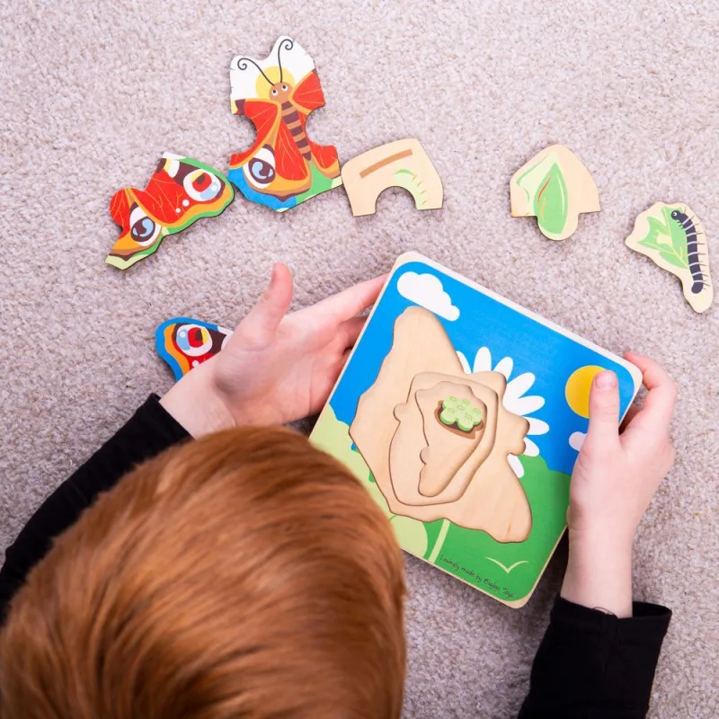 Bigjigs Toys Vkladacie puzzle Životný cyklus motýľa