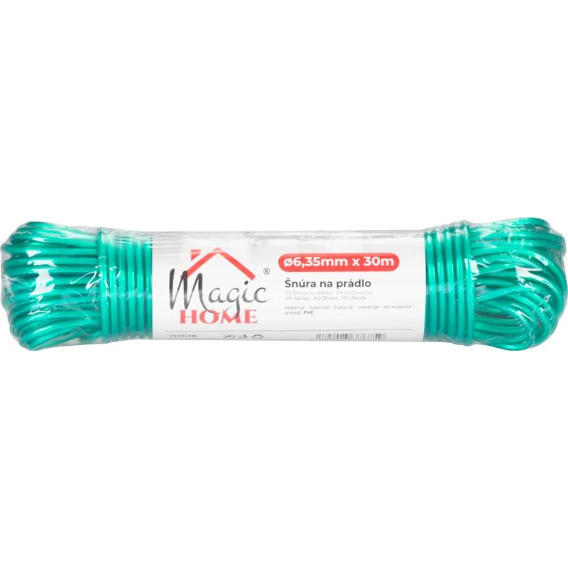 Šnúra na prádlo ROPE PVC WiCo, 30 m/4,5 mm, oceľové jadro, zelená