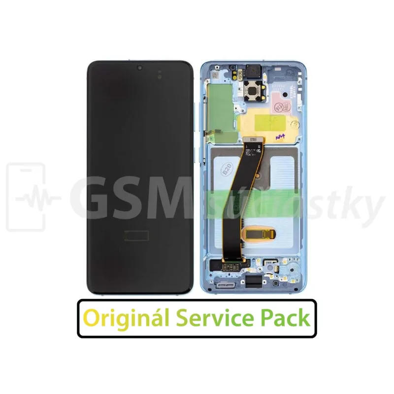 Samsung G980F, G981B Galaxy S20 - LCD displej + Dotykové sklo a Rám Originál Farba: Cosmic gray