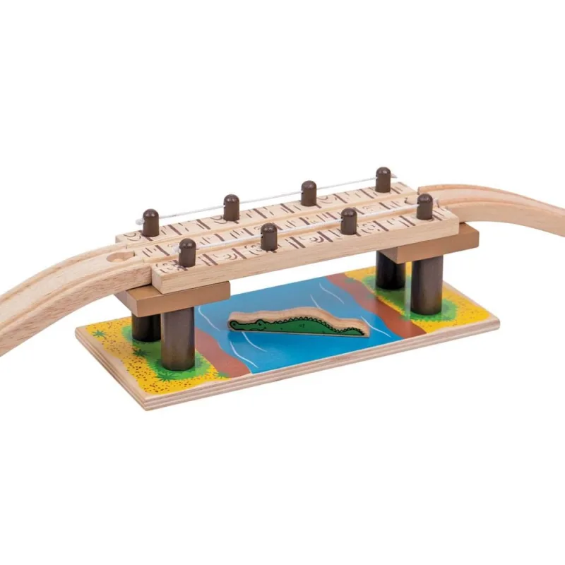 Bigjigs Rail Drevené vláčiky - Lanový most Safari