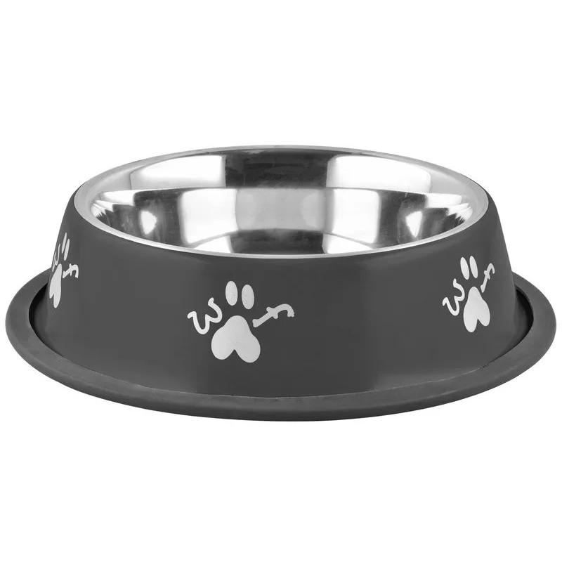 Miska pre psa MagicHome Woof, nerezová, 19 cm, 400 ml, čierna