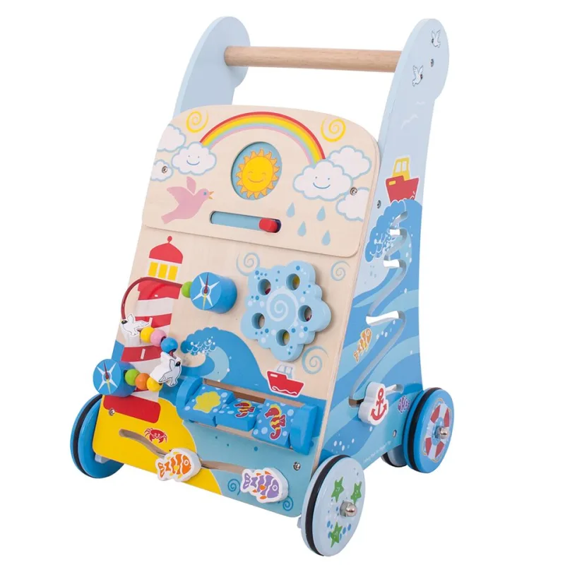 Bigjigs Toys Drevené aktívne chodítko - More
