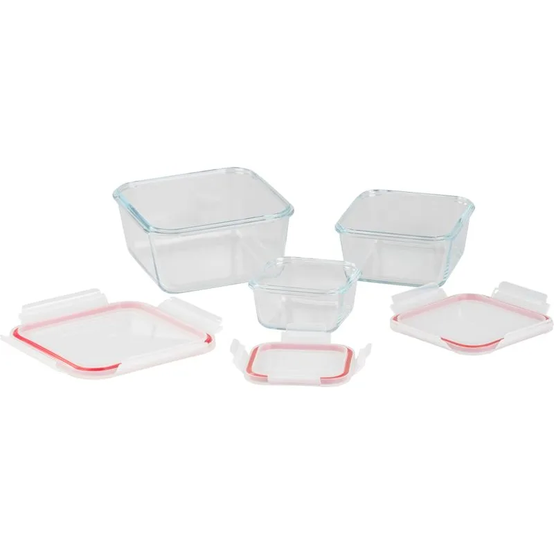 Dózy MagicHome sada 3 ks, sklenené štvorcové, 450/1000/1900 ml