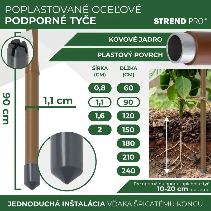 Tyč oporná k rastlinám a paradajkám Garden TY 11/900 mm