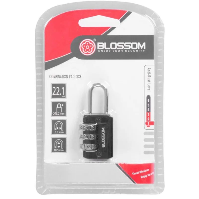 Zámok Blossom NL2321, 21 mm, Zn, číselný na kód, visiaci