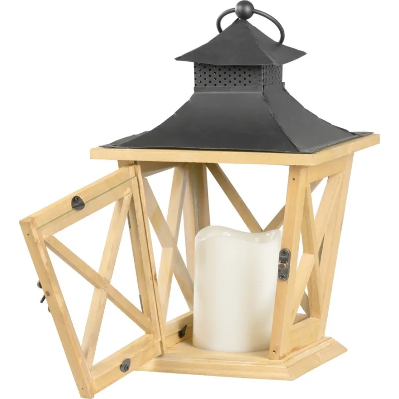 Lampáš MagicHome LW8680, 36 cm, LED, drevený, vintage štýl
