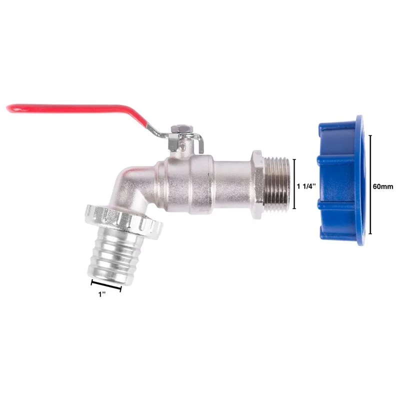 Sada na IBC nádrž – ventil 1 1/4", plastová redukcia 60 mm, výpust 1"