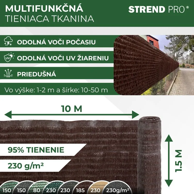 Tieniaca plachta BrownDecor, 95% zatienenie, 1,5x10 m, hnedá
