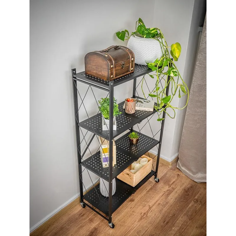 Regál Racks RAW4T – kovový, 4 police, 127x72x34 cm, 50 kg/polica, na kolieskach