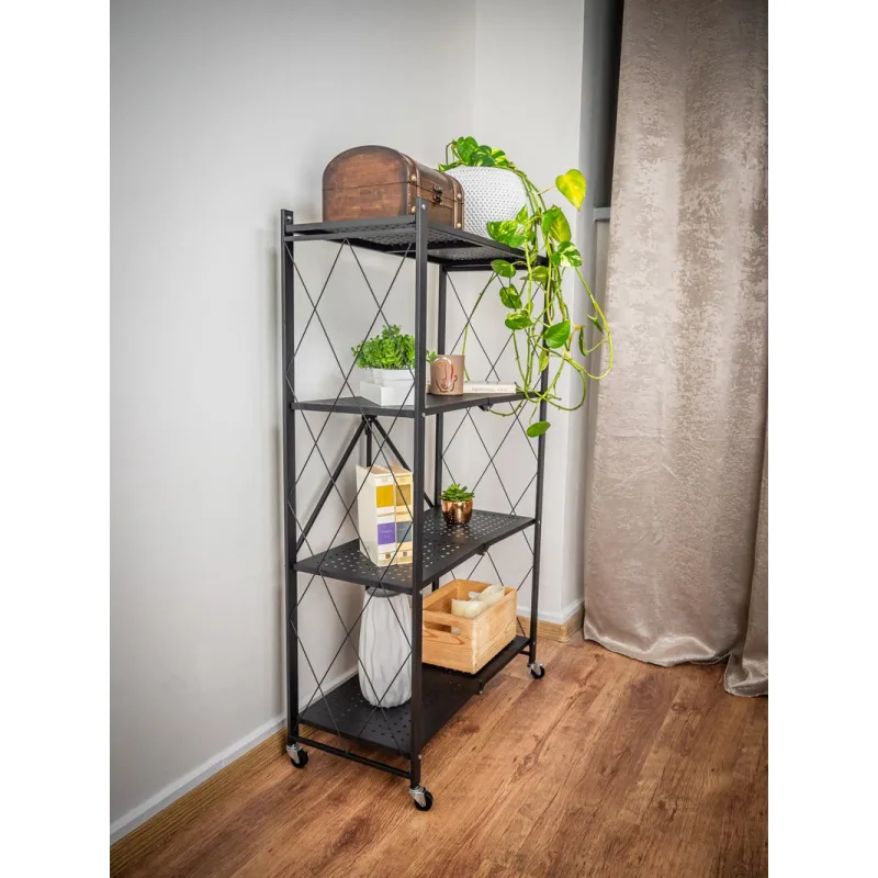 Regál Racks RAW4T – kovový, 4 police, 127x72x34 cm, 50 kg/polica, na kolieskach