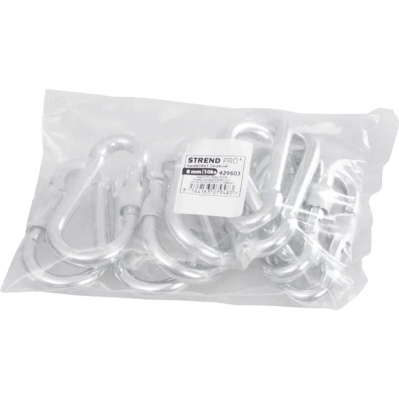 Karabinka Strend Pro, s maticou, 8 mm, balenie 10 ks