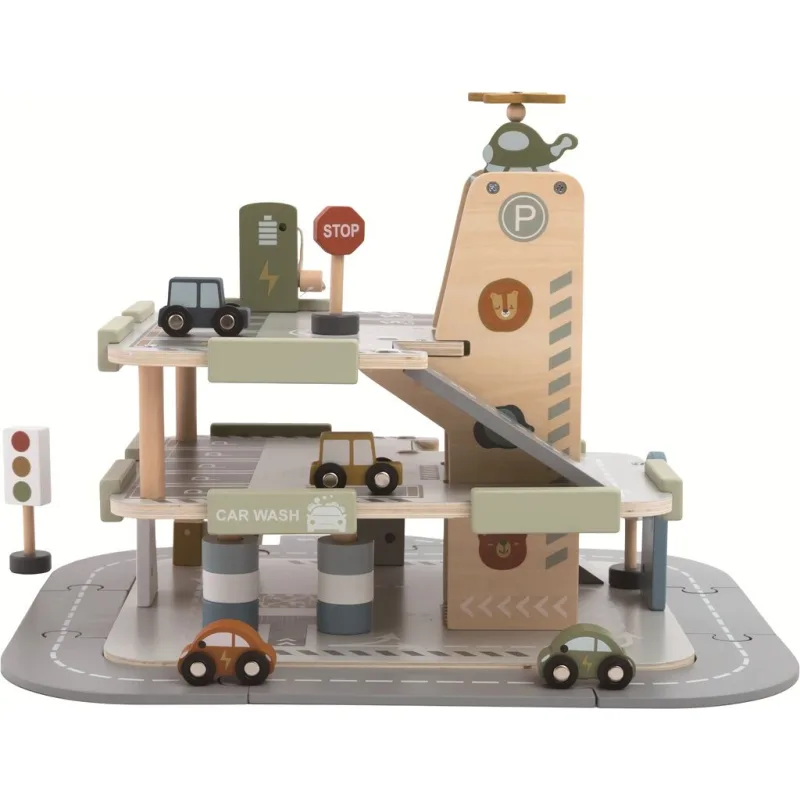 2Kids Toys Drevená garáž s cestou