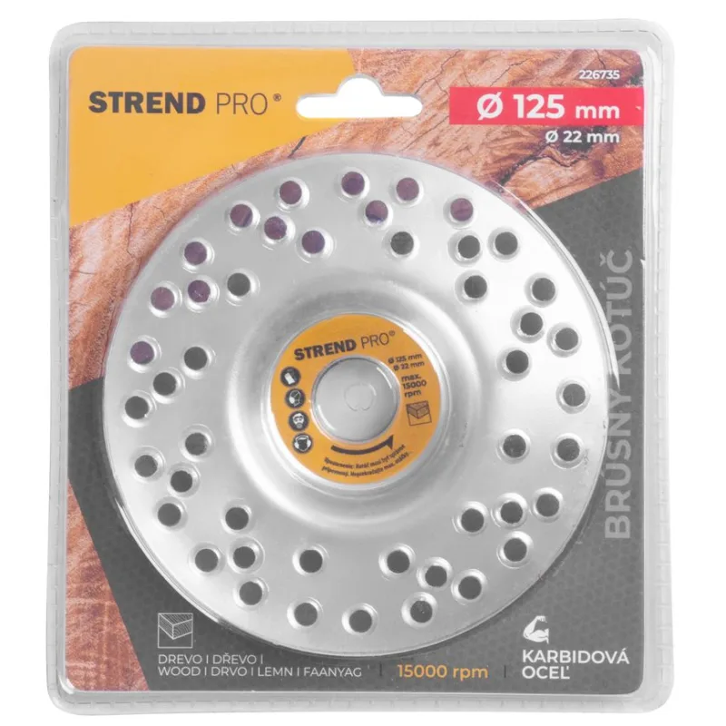Brúsny kotúč na drevo Strend Pro 125 mm, s otvormi