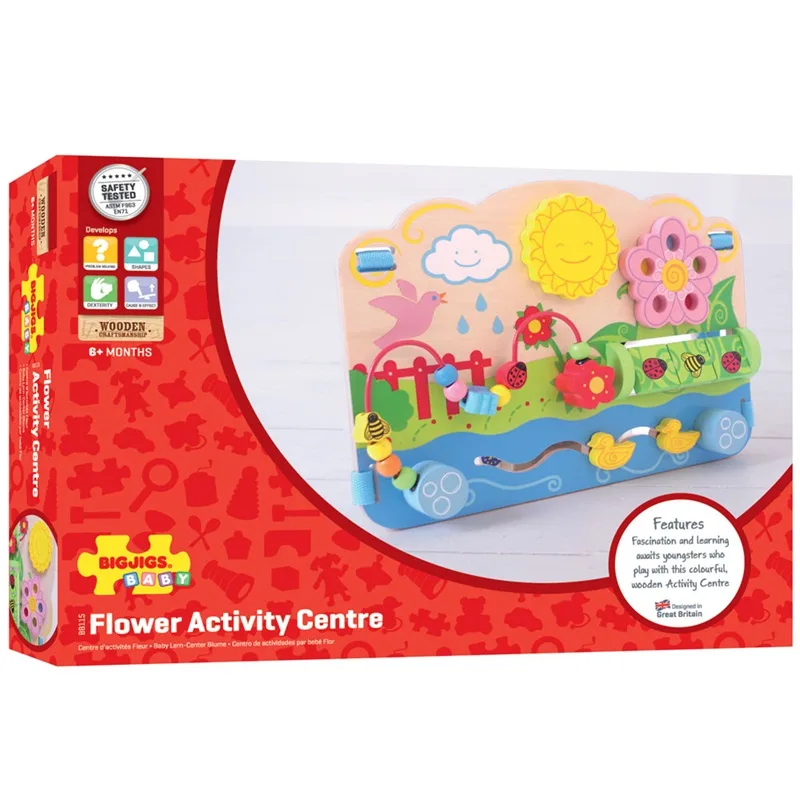 Bigjigs Toys Drevená aktívna doska Kvety