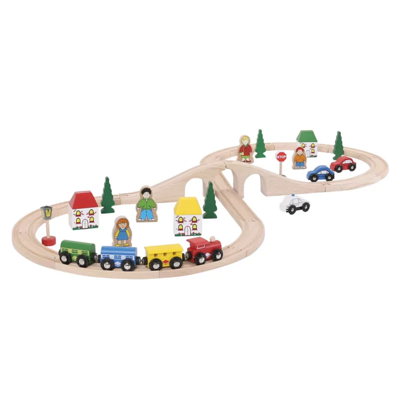 Bigjigs Rail Drevená vláčikodráha Osmička 40 ks