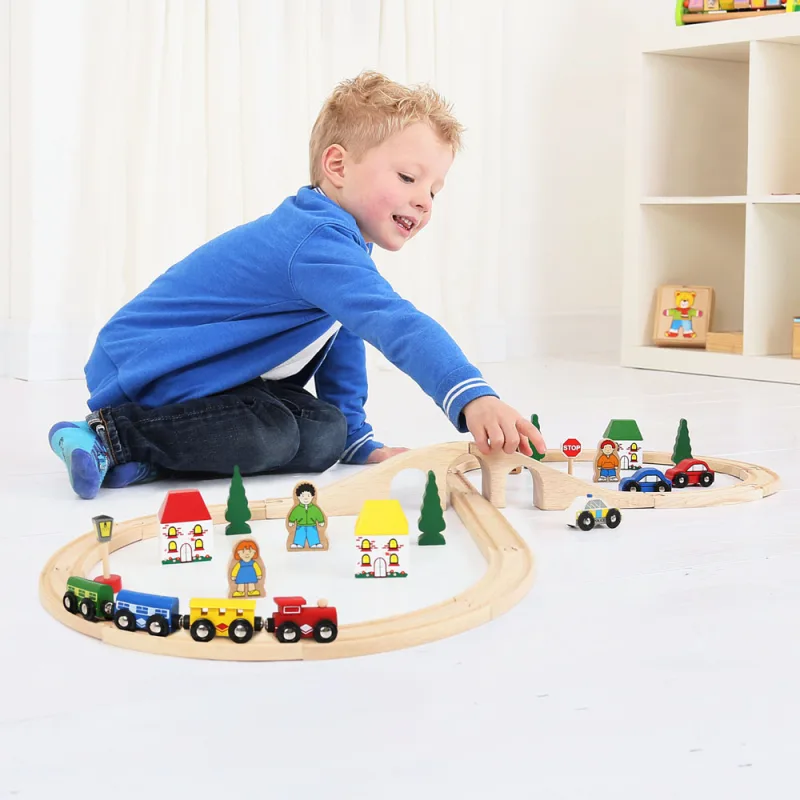 Bigjigs Rail Drevená vláčikodráha Osmička 40 ks