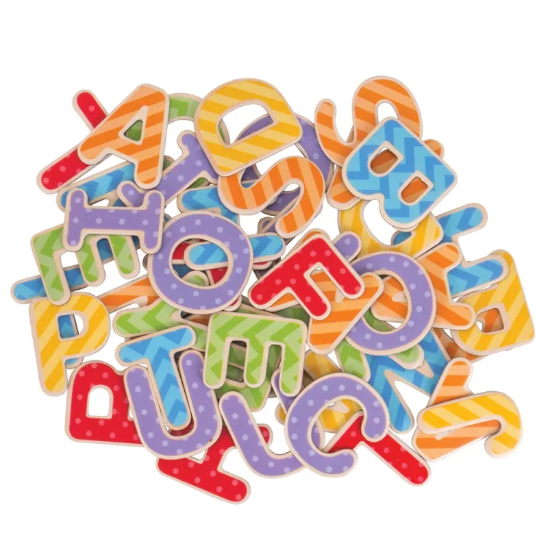 Bigjigs Toys Drevené magnetky Abeceda - veľké písmená 49 ks
