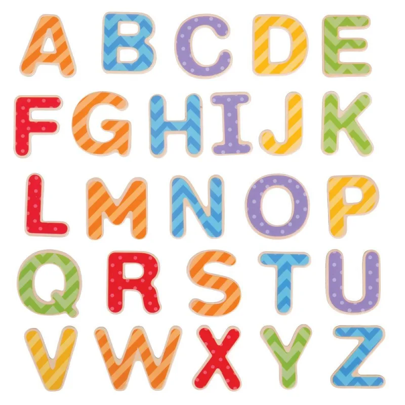 Bigjigs Toys Drevené magnetky Abeceda - veľké písmená 49 ks