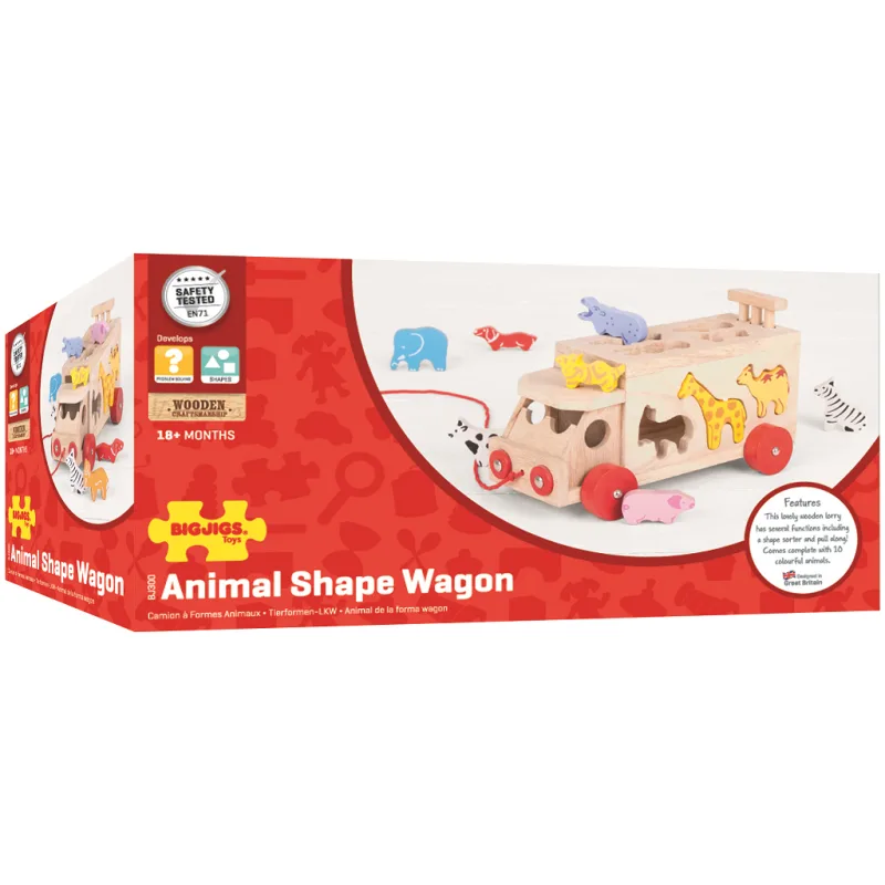 Bigjigs Toys Vkladanie Drevené auto so zvieratkami