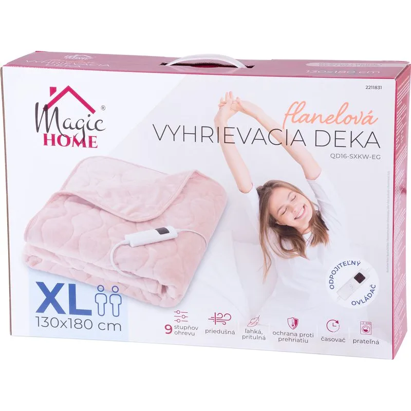 Vyhrievacia deka MagicHome – flanelová, béžová, 180x130 cm