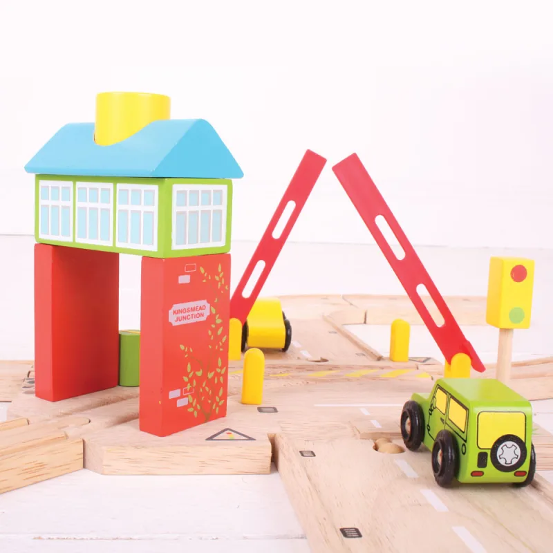 Bigjigs Rail Drevené vláčiky - Závory s návestím