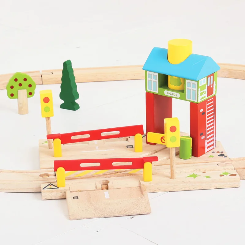 Bigjigs Rail Drevené vláčiky - Závory s návestím
