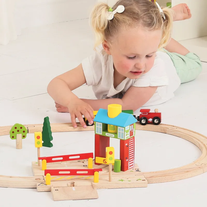 Bigjigs Rail Drevené vláčiky - Závory s návestím