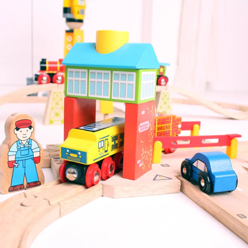 Bigjigs Rail Drevené vláčiky - Závory s návestím