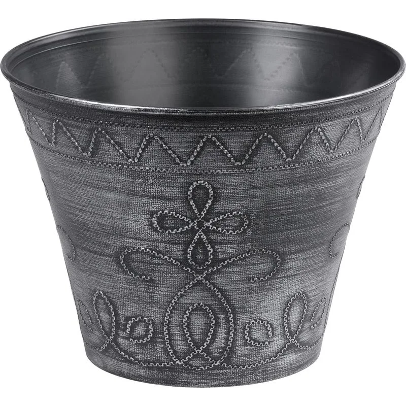Strieborný kvetináč Strend Pro Flower, 24,5x19,3 cm, metalický efekt