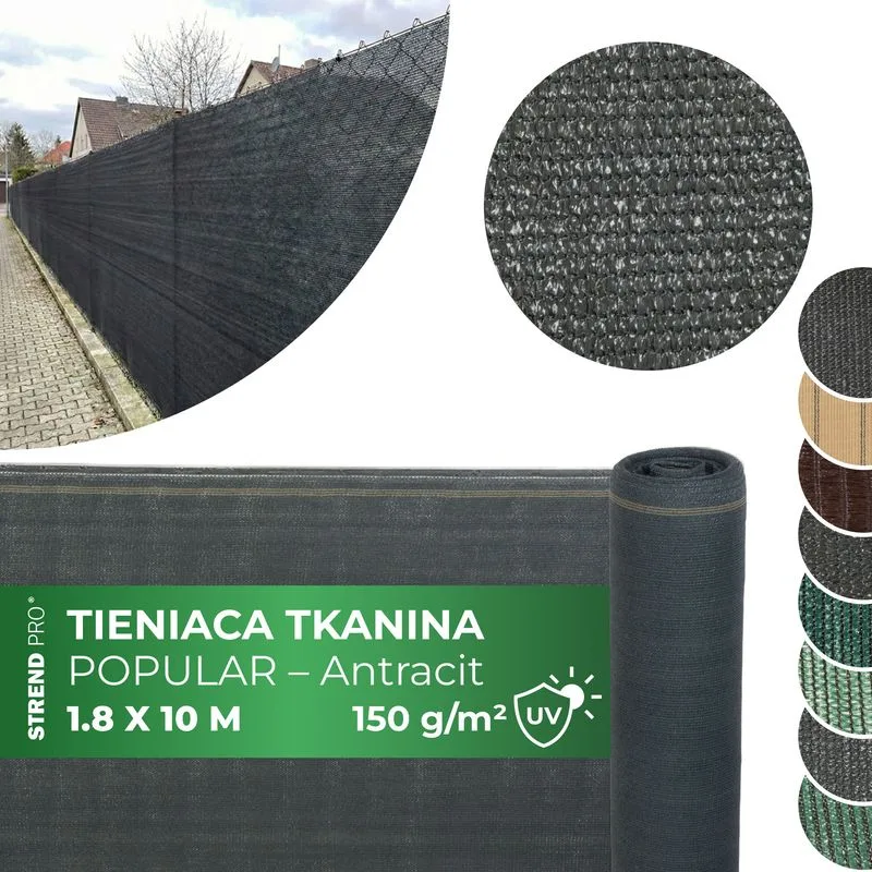Tieniaca tkanina POPULAR.NET 1,8x10 m, antracitová, 90%