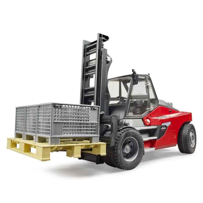 Bruder 2513 Vysokozdvižný vozík Linde HT160D s paletou a 3 boxmi