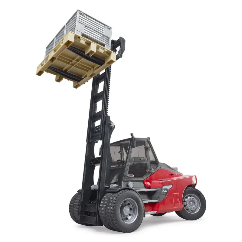 Bruder 2513 Vysokozdvižný vozík Linde HT160D s paletou a 3 boxmi