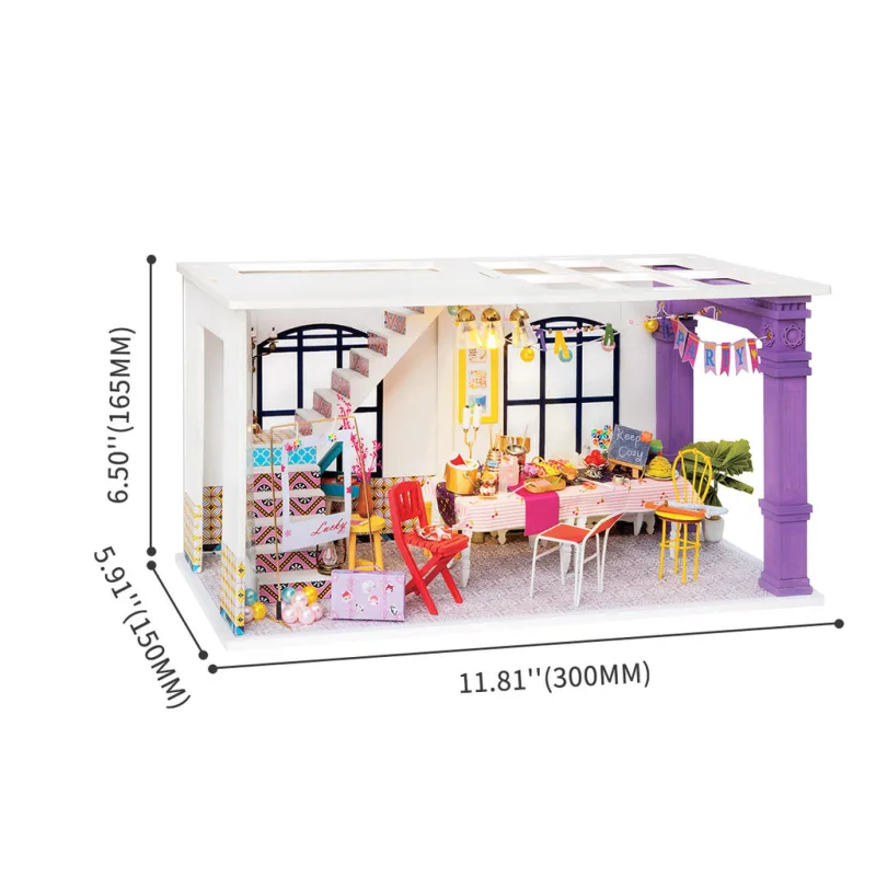 RoboTime Drevené 3D puzzle Miniatúra Podkrovná párty jedáleň DGF03