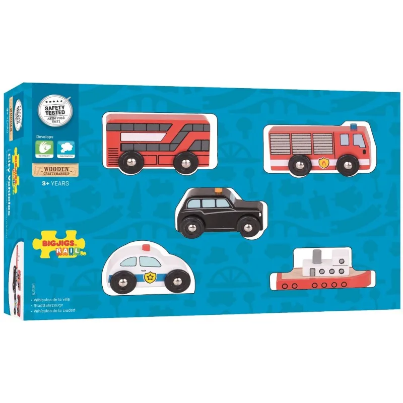 Bigjigs Rail Drevené vláčiky - Mestské autá