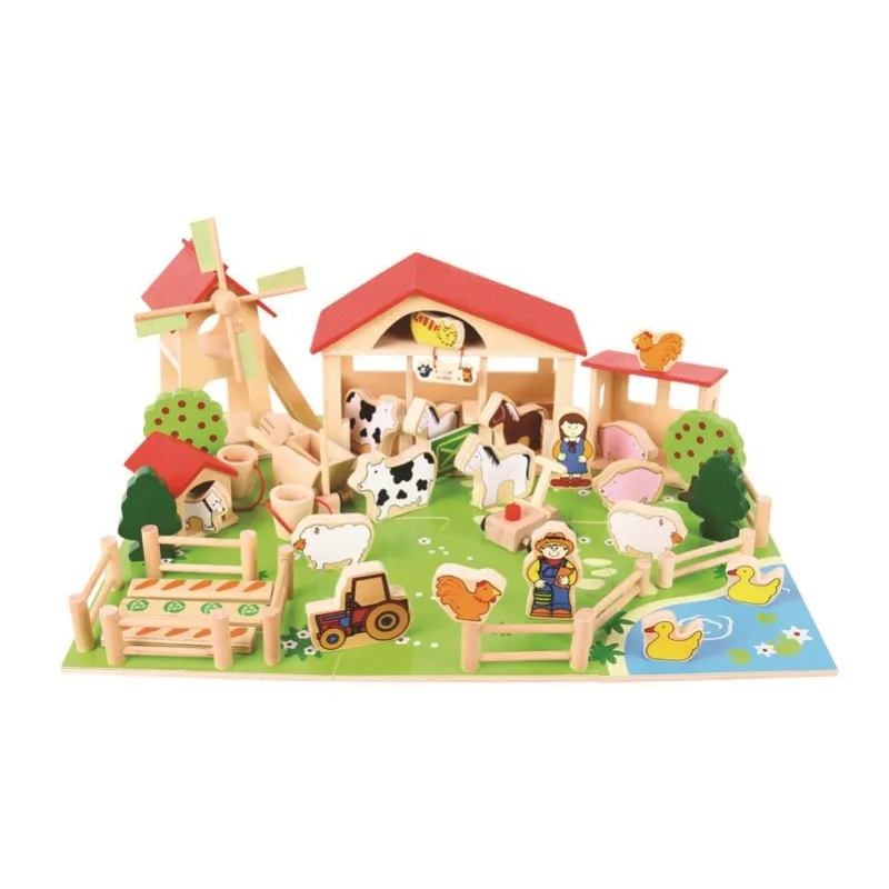 Bigjigs Toys Veľká drevená farma