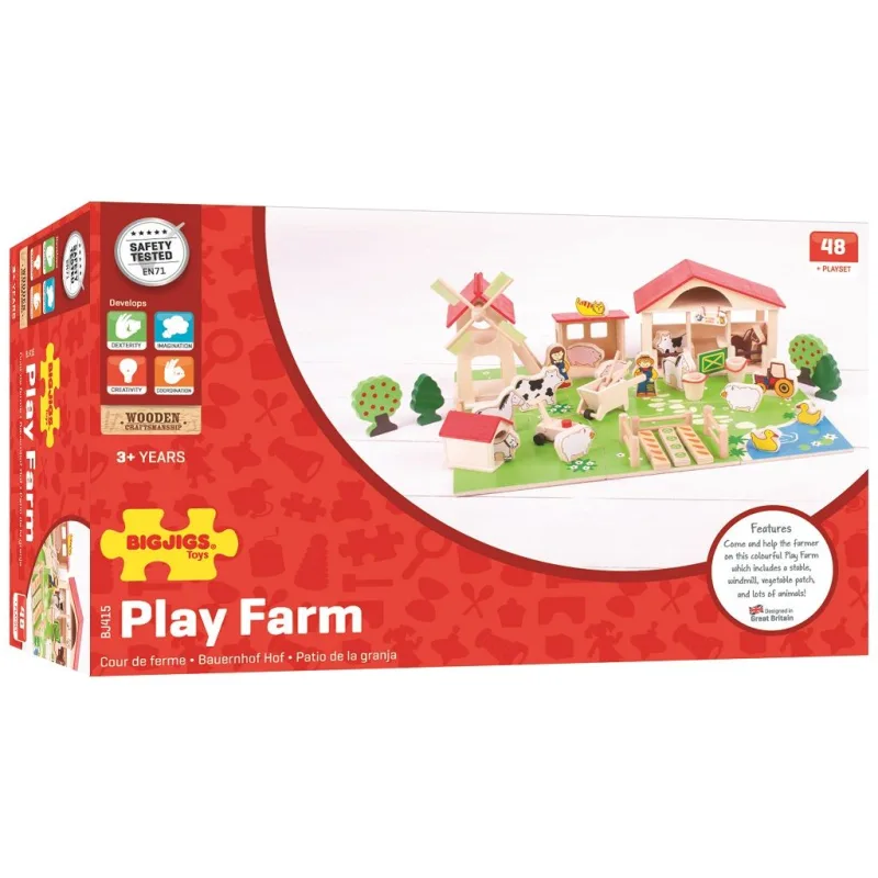 Bigjigs Toys Veľká drevená farma