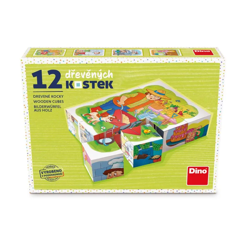 Dino Drevené obrázkové kocky - Povolanie 12 ks