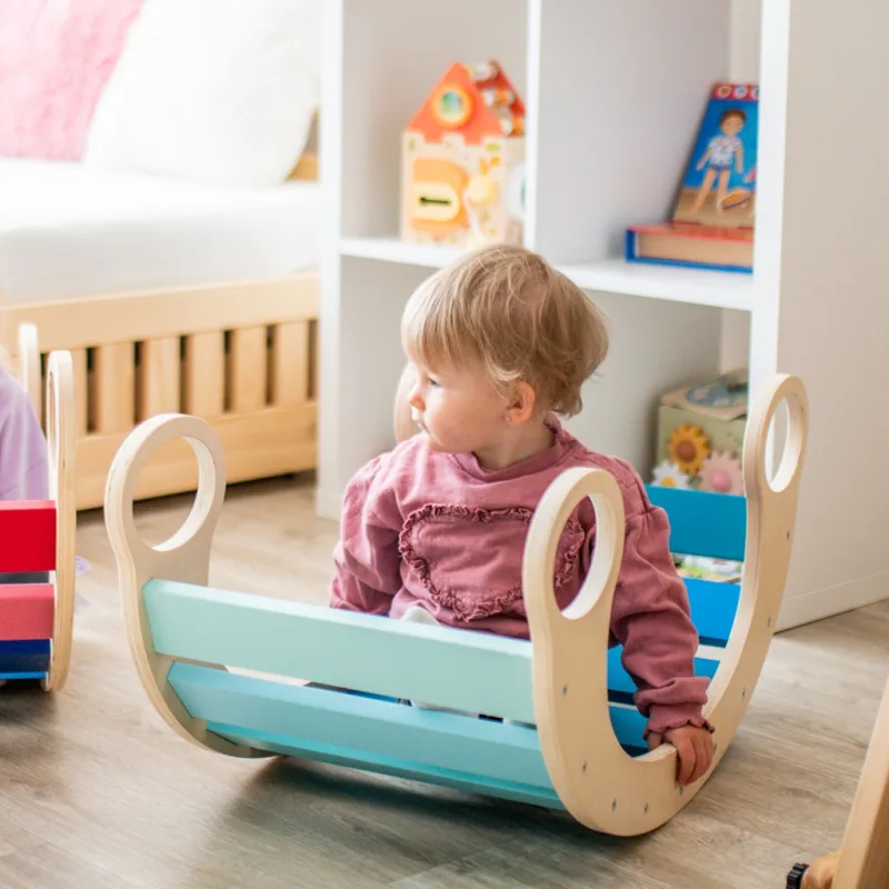 Dvěděti Montessori modrá hojdačka