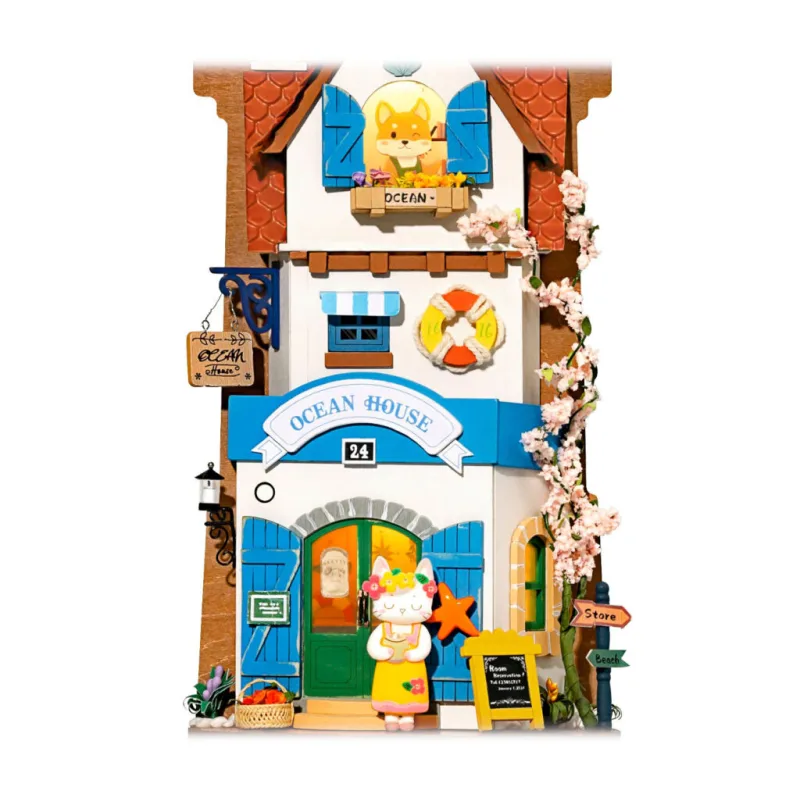 RoboTime Drevené 3D puzzle Miniatúra domčeka na zavesenie Ostrovná vila