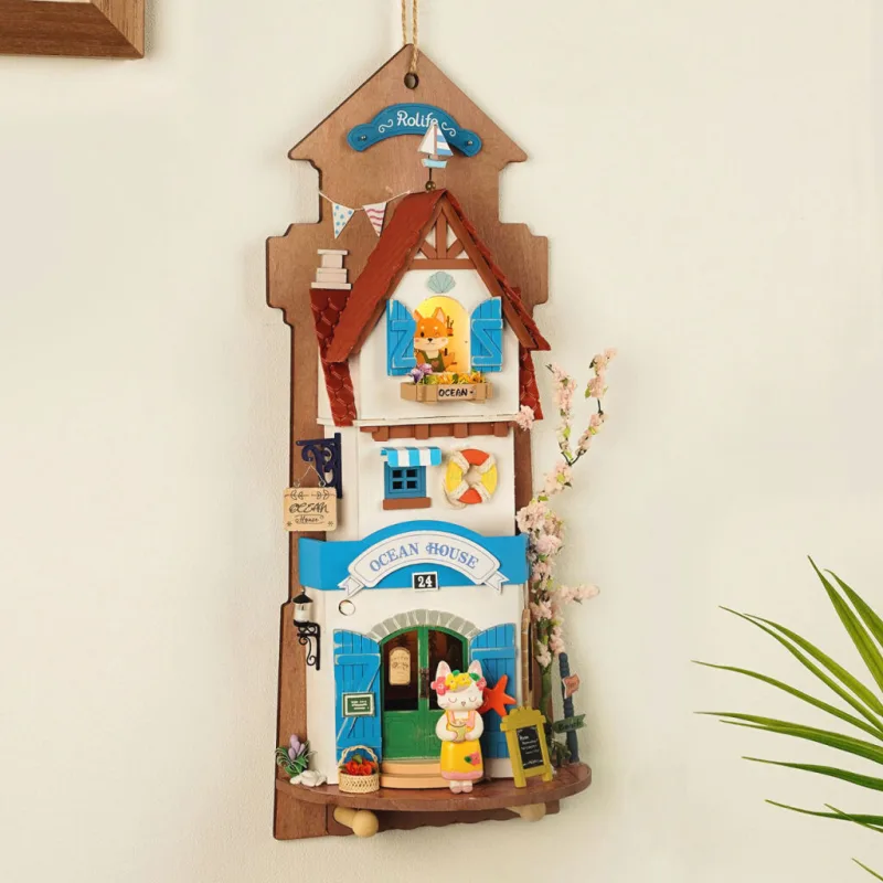 RoboTime Drevené 3D puzzle Miniatúra domčeka na zavesenie Ostrovná vila