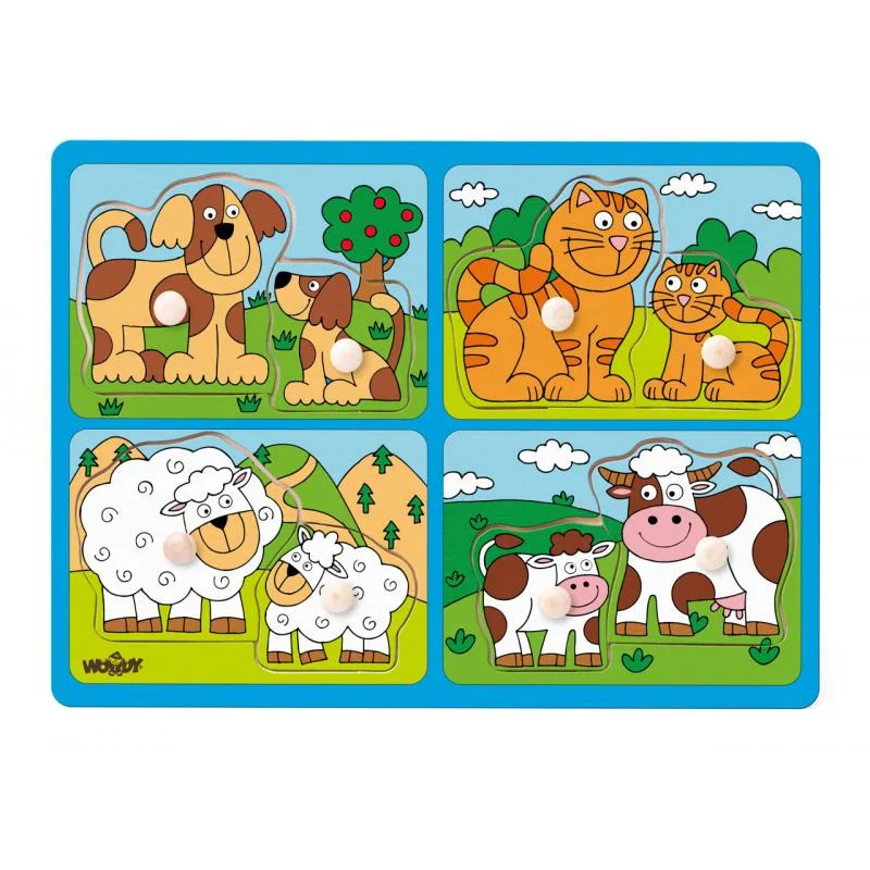 Woody Puzzle pre najmenších s úchytkami Zvieratká