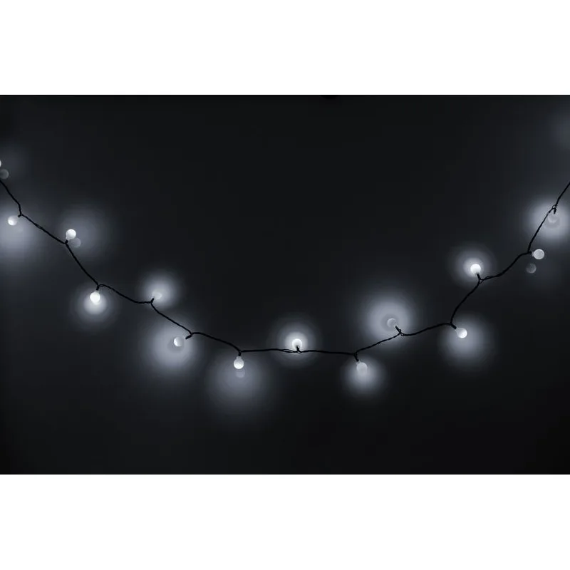 Vianočné osvetlenie reťaz Cherry Balls, 100× LED, studená biela, 9,9 m, exteriér